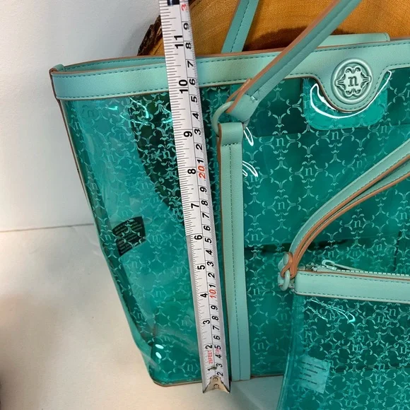 Nanette Lepore Maxine clear vinyl tote‎ with wristlet pouch aquatic blue color - Picture 2 of 13